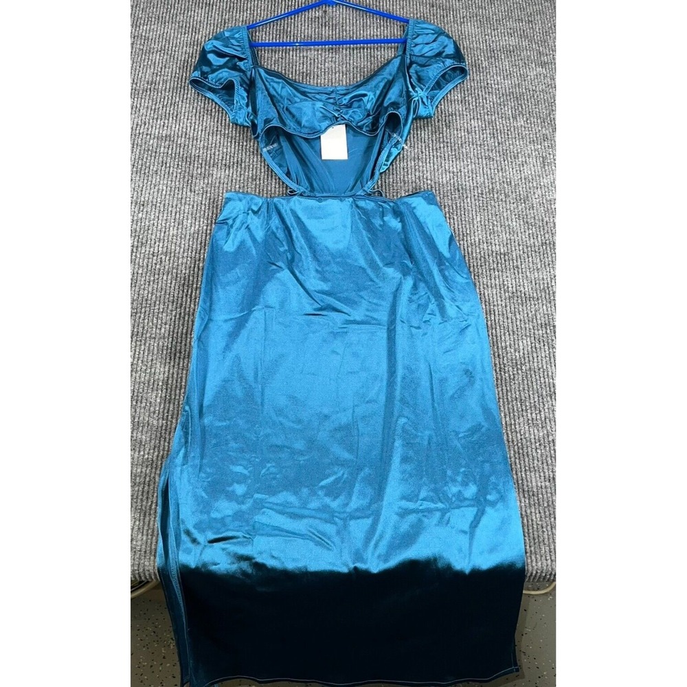 Divided Dress Womens Medium Blue Shiny Cut Out Prom‎ Party New